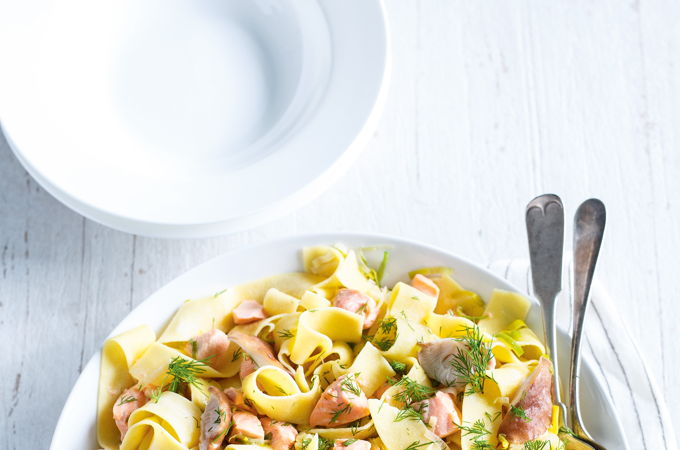Pappardelle with Salmon and Shiitake Mushrooms