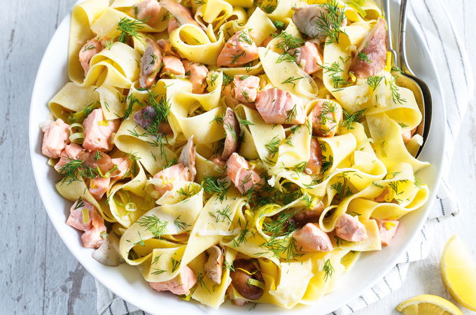 Pappardelle with Salmon and Shiitake Mushrooms