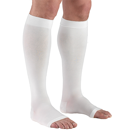 Knee High Open Toe Medical Stockings in White