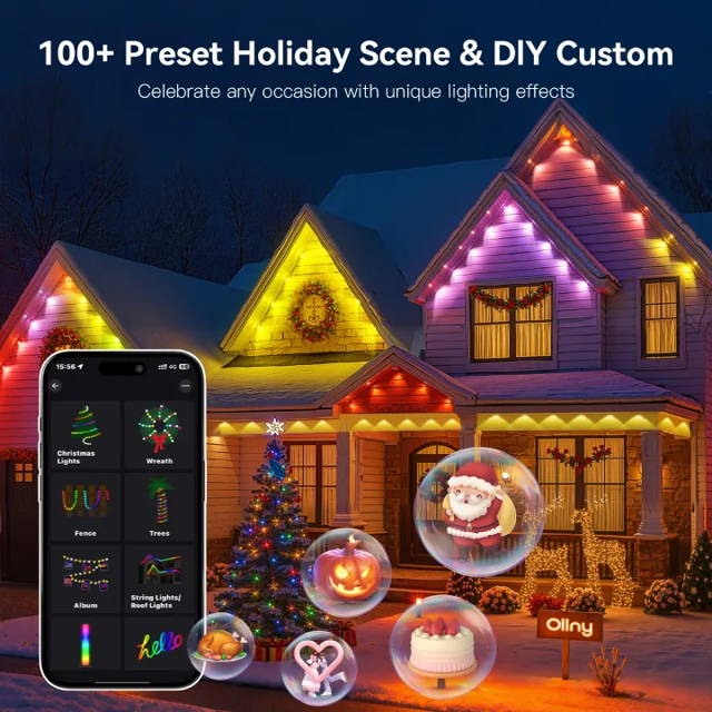 Ollny's 640 leds 262ft clear cable warm white/multi-color string lights are super long