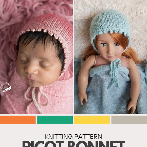 Picot Bonnet Knitting Pattern
