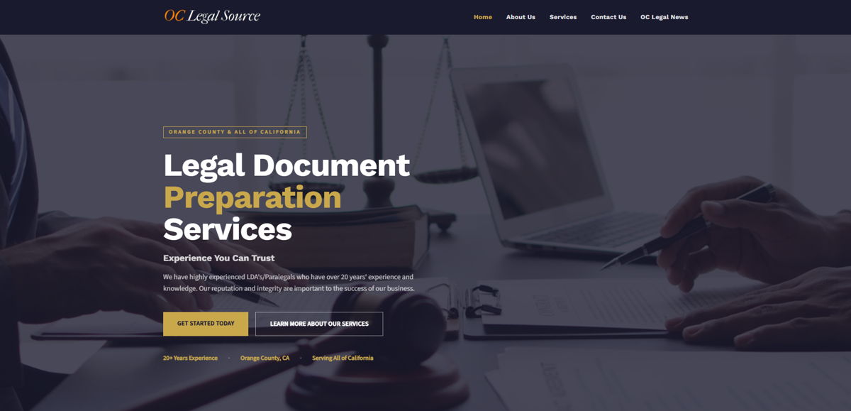 Screenshot of OC Legal Source, from the godaddy airo websites collection.