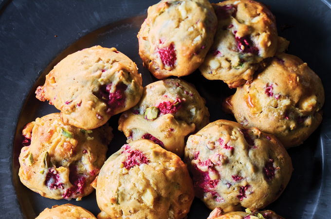 Yogurt, Raspberry and White Chocolate Muffin-Top Cookies