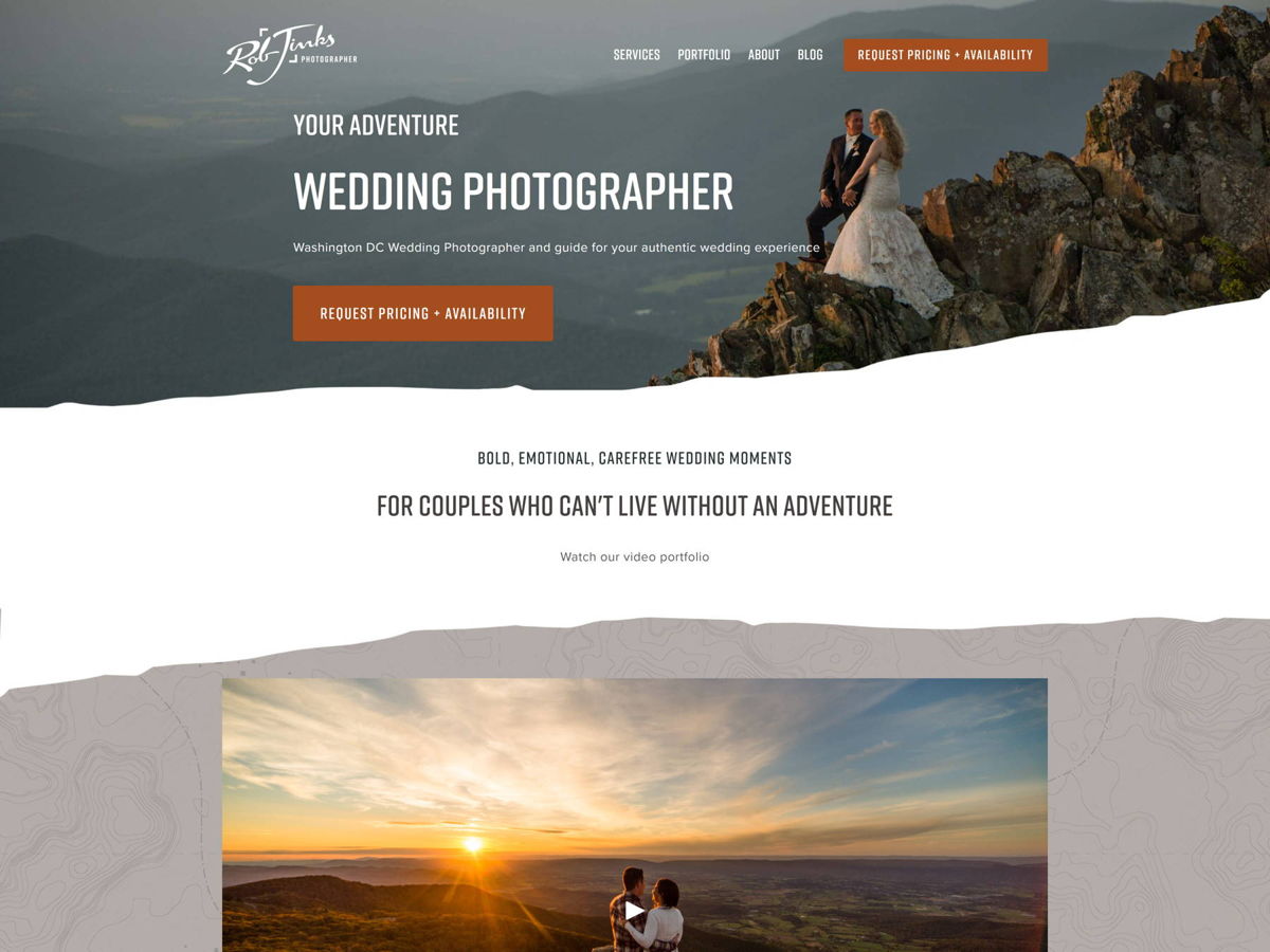 Screenshot of Rob Jinks Photography, from the squarespace portfolio examples collection.