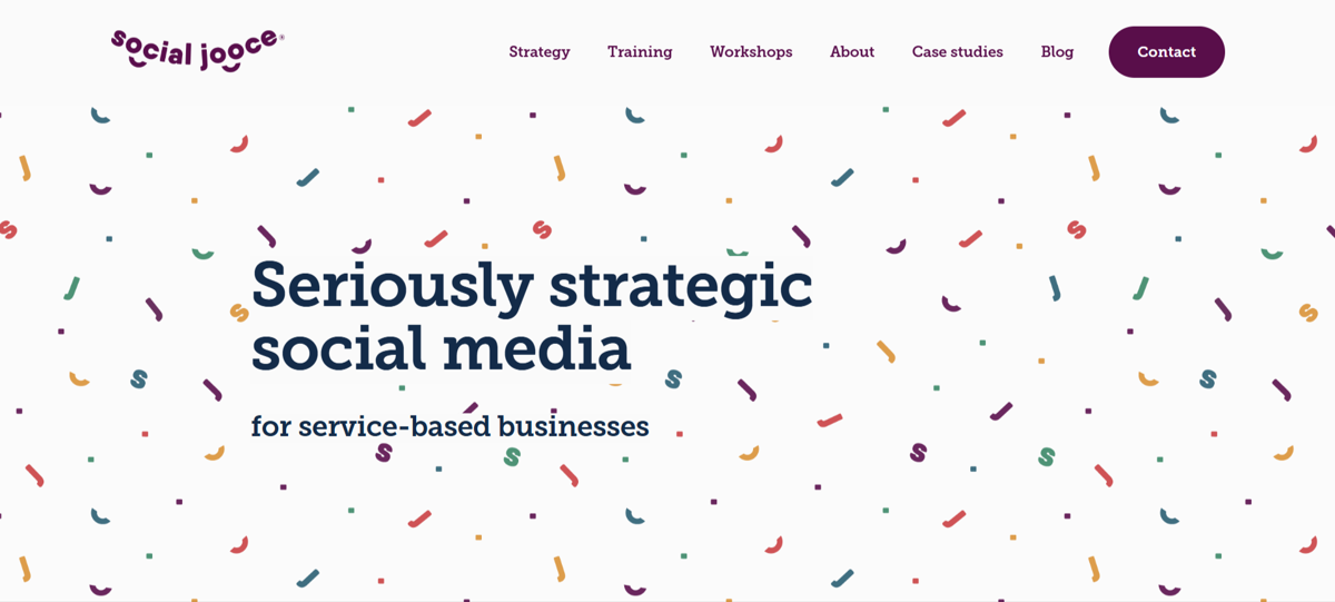 Screenshot of Social Jooce, from the social media portfolios collection.