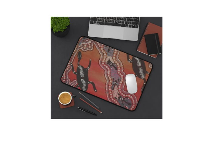 Aboriginal Dot Art Dingoes Desk Mat | Indigenous Style Mouse Pad - Image 3