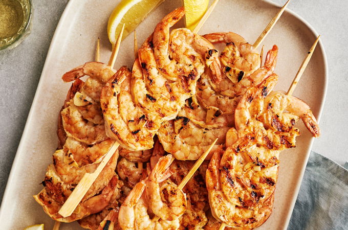 Lemon and Garlic Shrimp Skewers