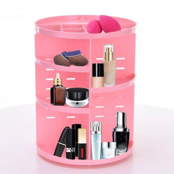 Multifunctional storage box for rotating cosmetic organizer