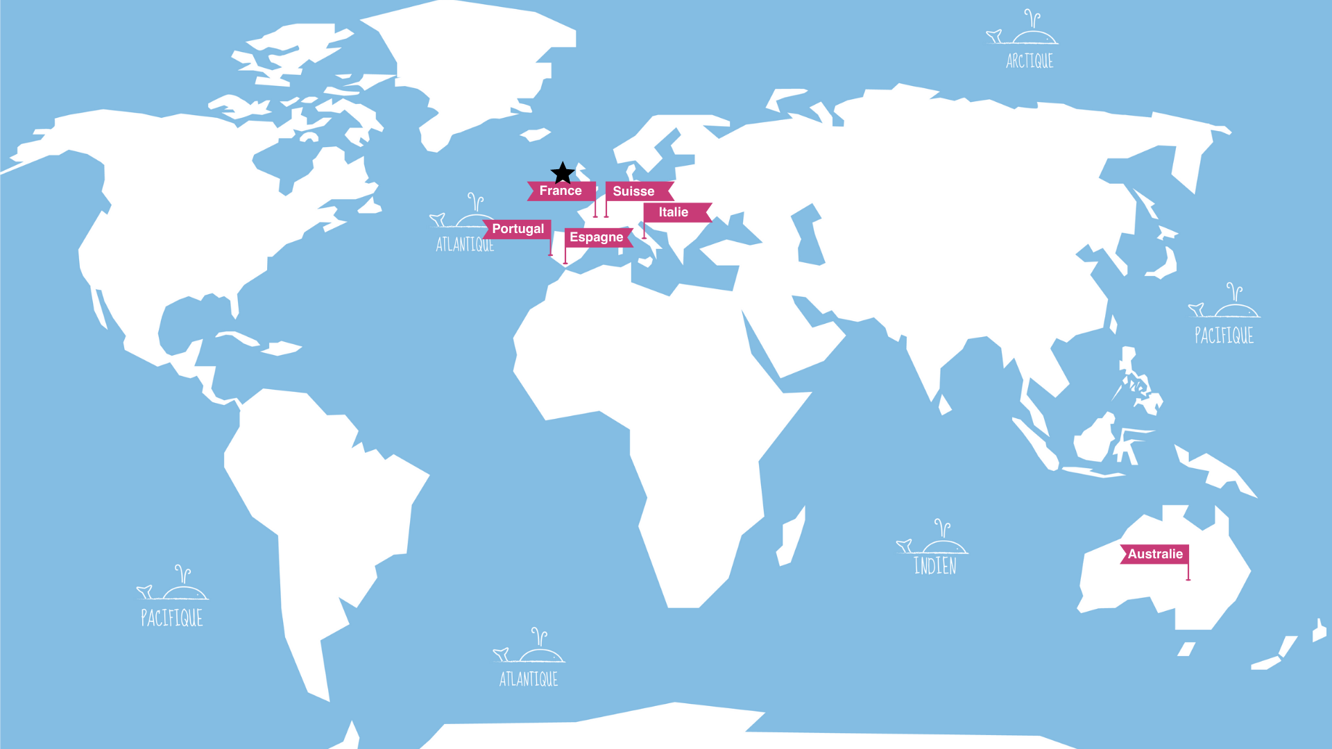 Carte des principales régions où le Gamay est produit. #carte #régions #vin #gamay #monde