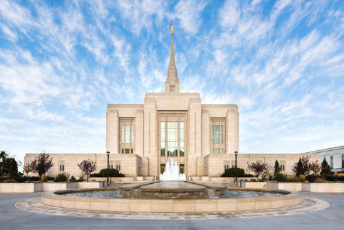 LDS Ogden Temple photo beneath a blue sky.