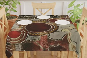 Elegant Abstract Tablecloth for Dining, Festive Home Decor, Bohemian Style Table Cover