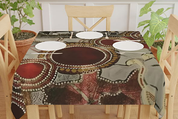 Elegant Abstract Tablecloth for Dining, Festive Home Decor, Bohemian Style Table Cover