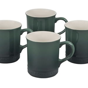 Le Creuset Stoneware Set of 4 Mugs, 14 oz. each, Artichaut (Dark Green)