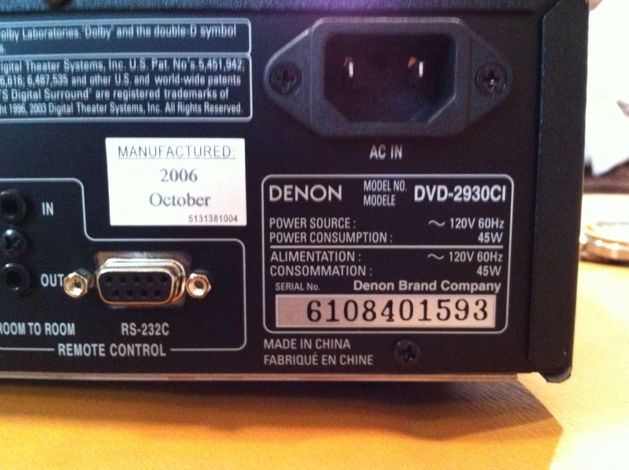 denon DVD-2930CI DVD/SACD PLAYER