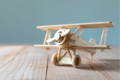 Wooden airplane toy.