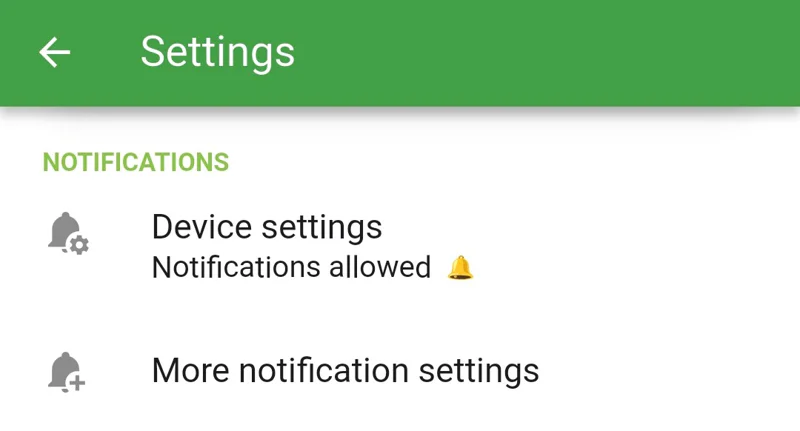Screenshot of the More notification settings option