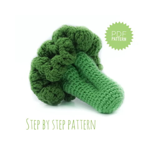 BROCCOLI crochet pattern - Crochet Food Pattern Amigurumi Food Play Kitchen Crochet Vegetables Easy Pattern Tutorial Crochet Toy Pattern