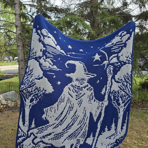 Wizard's Way | Fantasy Wizard Overlay Mosaic Crochet Blanket PDF Pattern