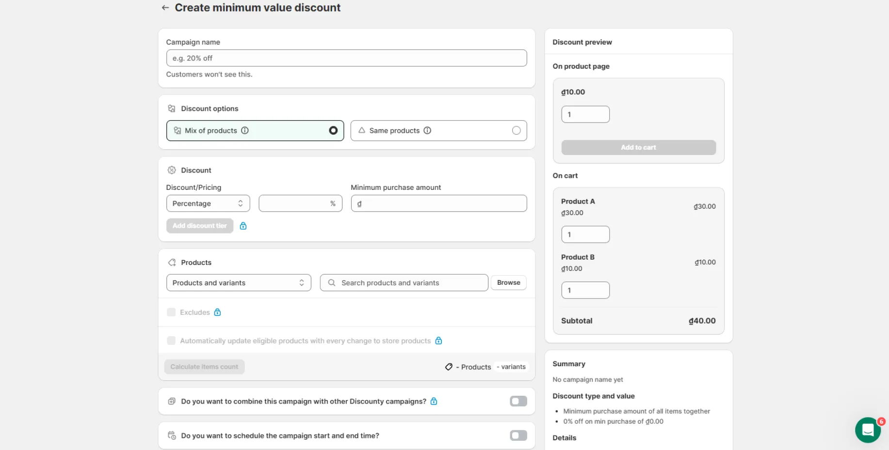 set up the tiered discounts