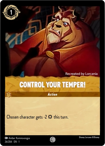 Control Your Temper card from Disney's Lorcana: The First Chapter.