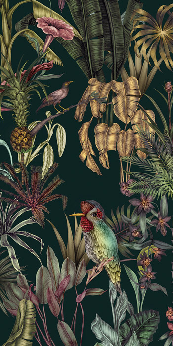 green exotic tropical bird wallpaper pattern image