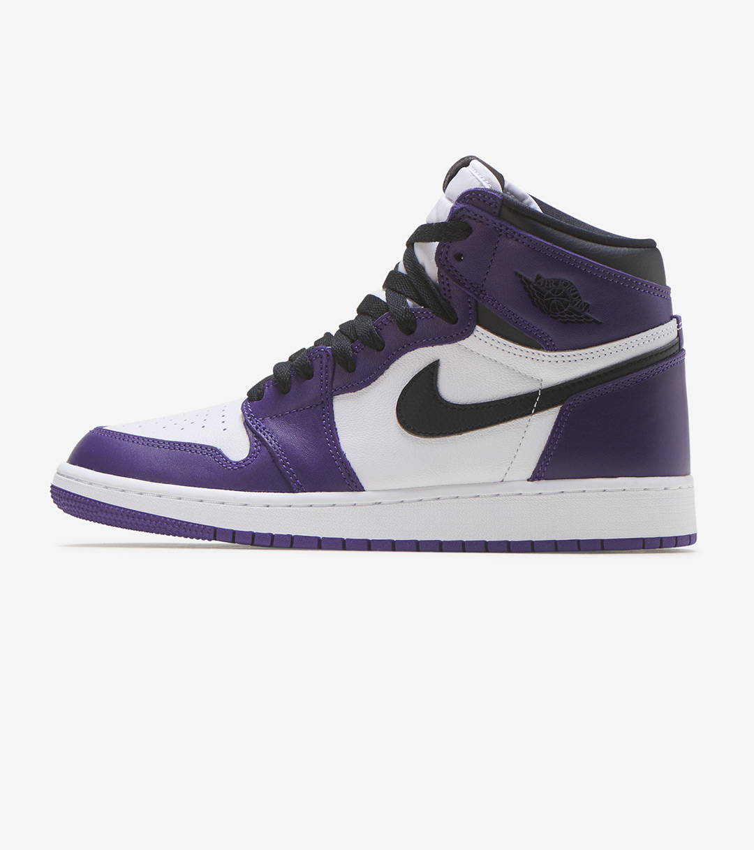 purple black and white jordan 1s