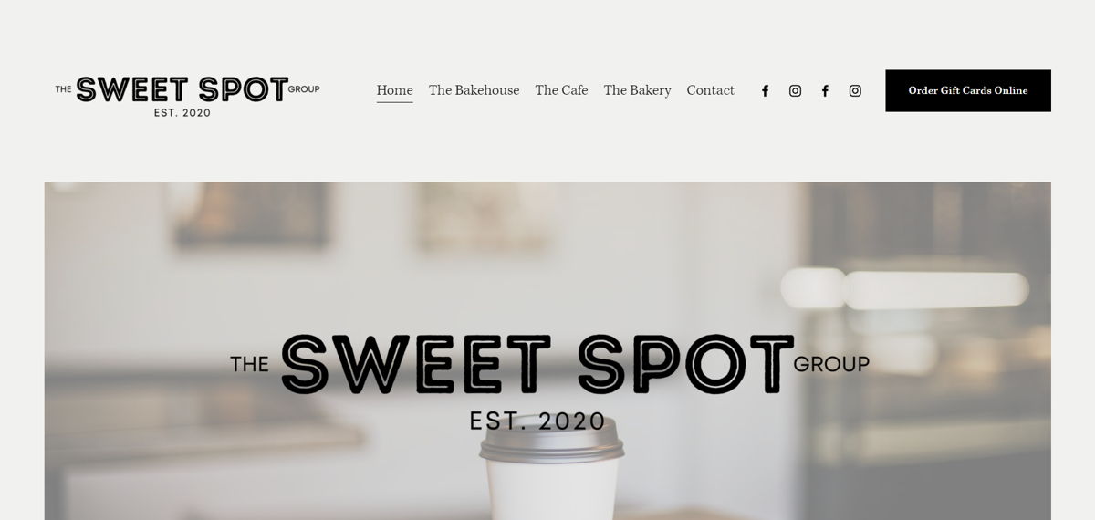 Screenshot of The Sweet Spot, from the cafe & coffee shop websites collection.