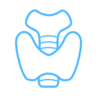 Abstract blue digital illustration of a stylized tooth with layered horizontal lines on a black background.