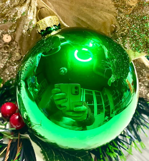 Dark Green Shiny Glass Bauble 80mm