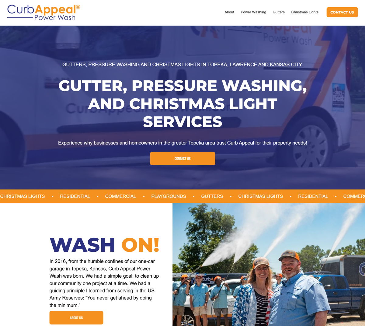 Screenshot of Curb Appeal Power Wash, from the pressure washing websites collection.