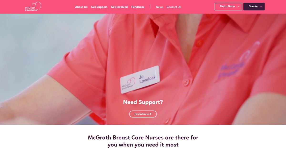 Screenshot of McGrath Foundation, from the nonprofit & charity websites collection.