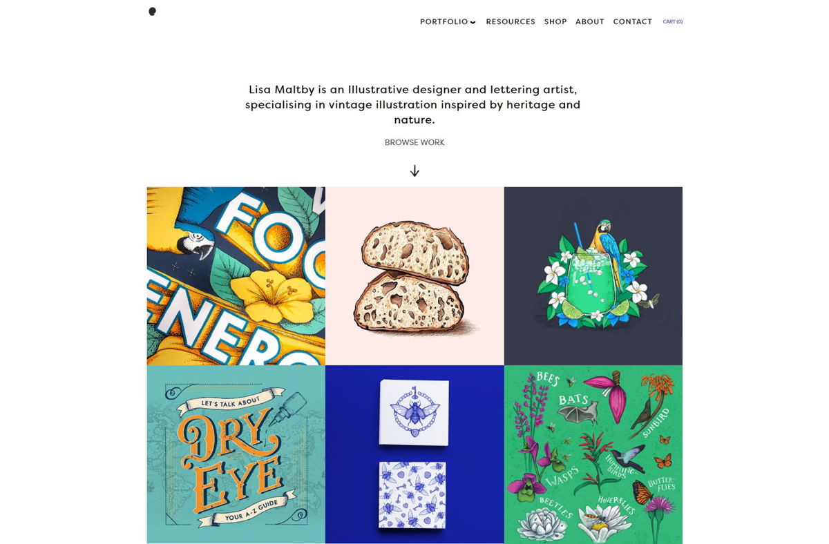 Screenshot of Lisa Maltby, from the digital portfolio examples collection.