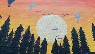 heißluftballon im sonnenaufgang detail