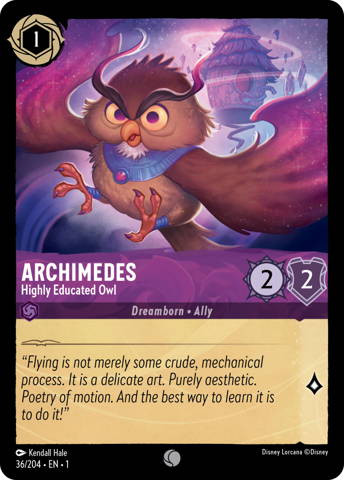 Archimedes card from Disney's Lorcana: The First Chapter.