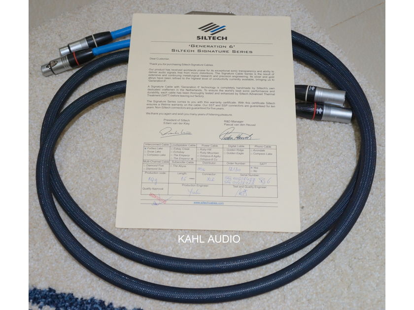 Siltech Cables Signature Generation 6 Forbes Lake 1.5m XLR pair. High end cables! $6,300 MSRP