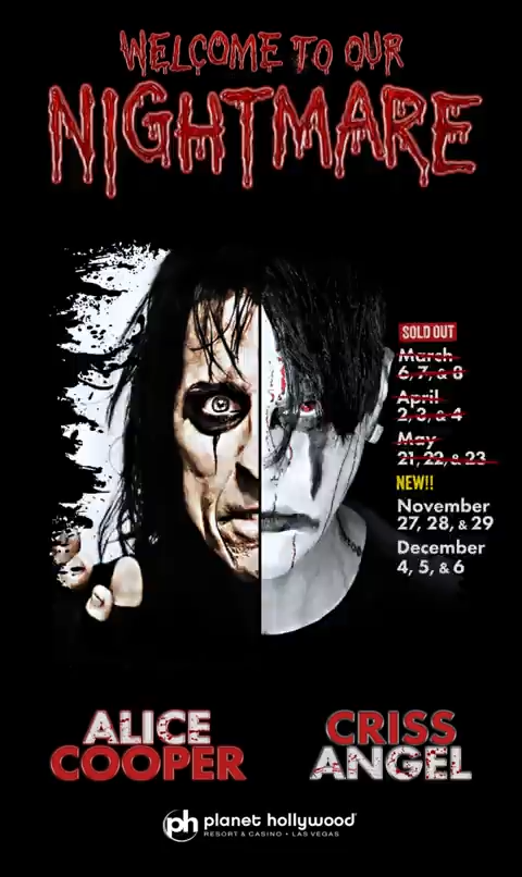 Official Welcome to Our Nightmare poster listing November 27, 28 and 29 and December 4, 5 and 6 at Planet Hollywood