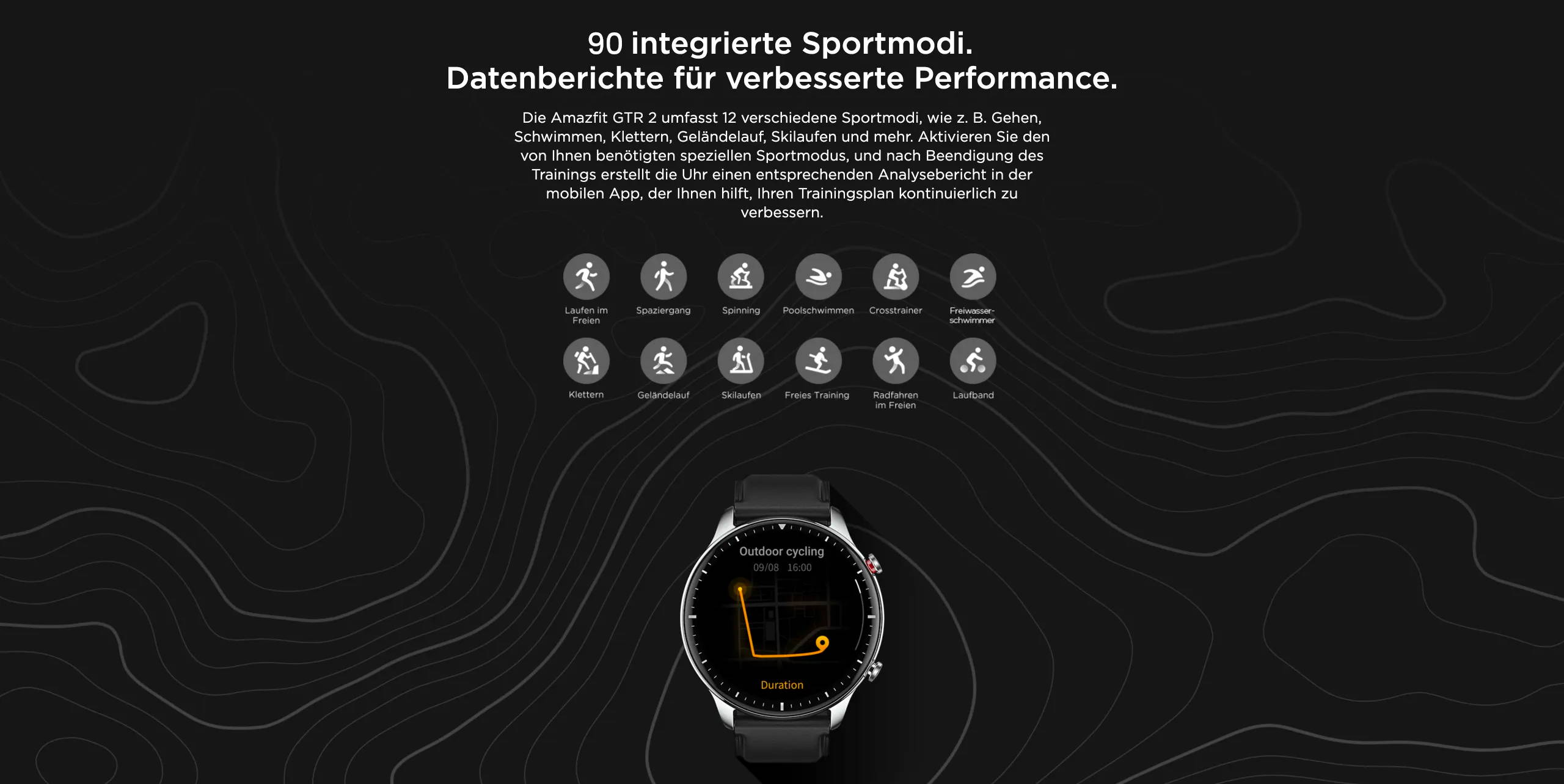 Amazfit GTR 2 - 12 integrierte Sportmodi. Datenberichte für verbesserte Performance.