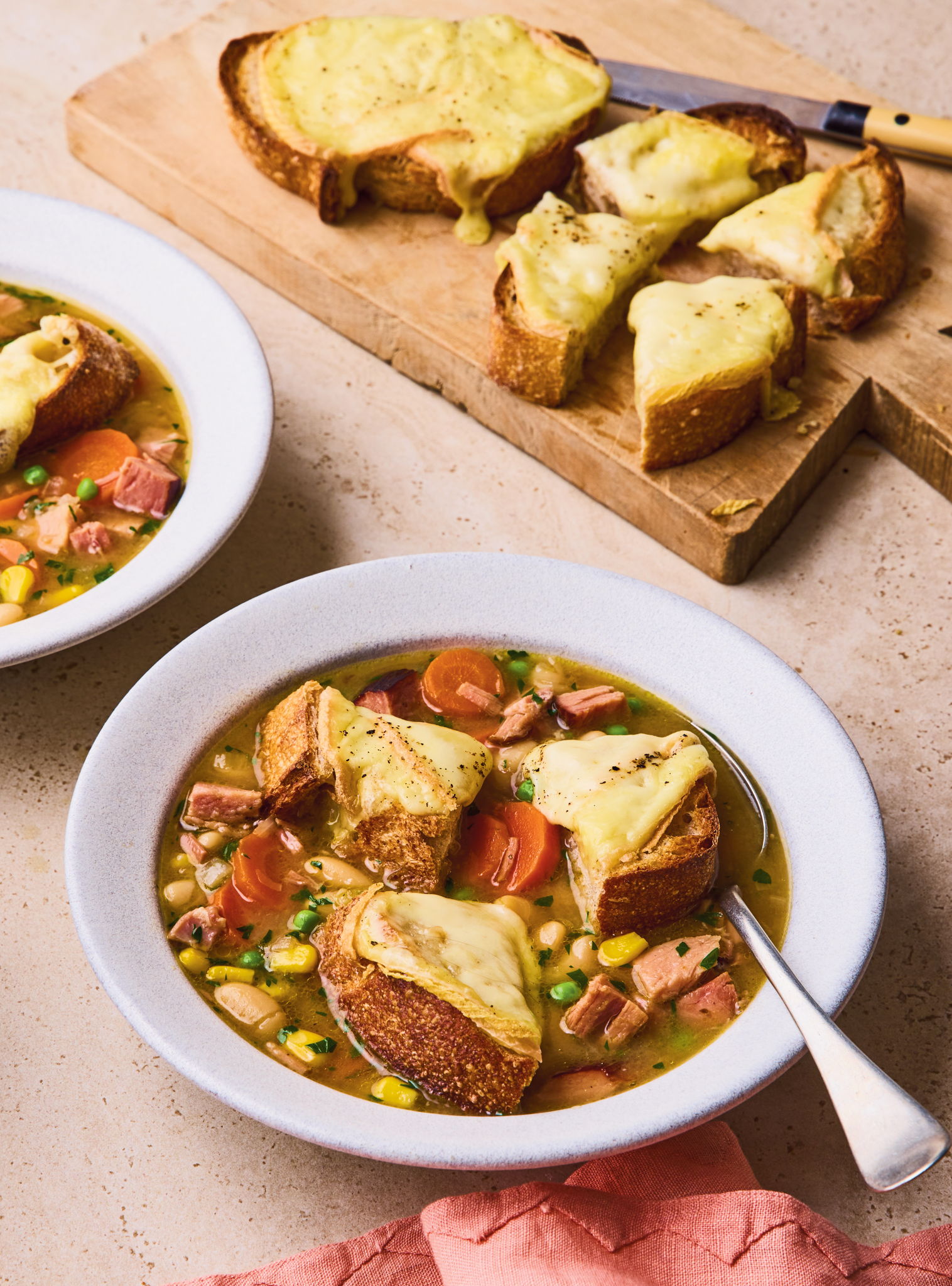 Vegetable and Ham Soup with Raclette Croutons | RICARDO