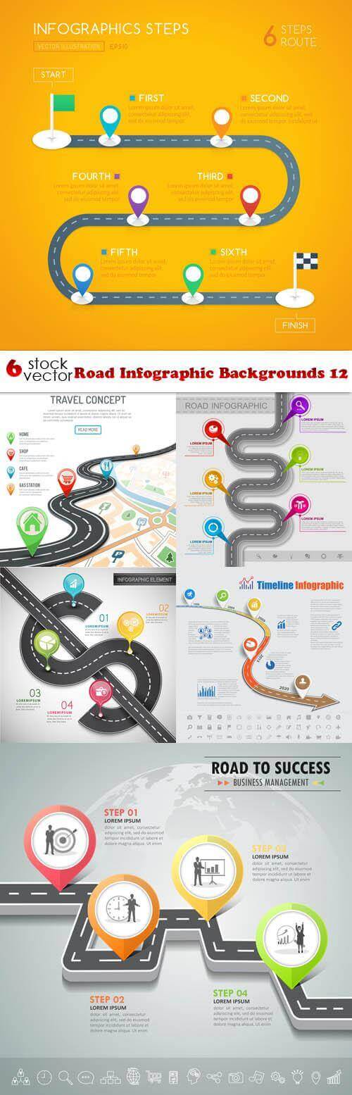 Векторный клипарт - road infographic backgrounds - 6 EPS - 58 мб.