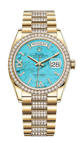 Rolex Day-Date 36 Turquoise Marble Diamond Bazel