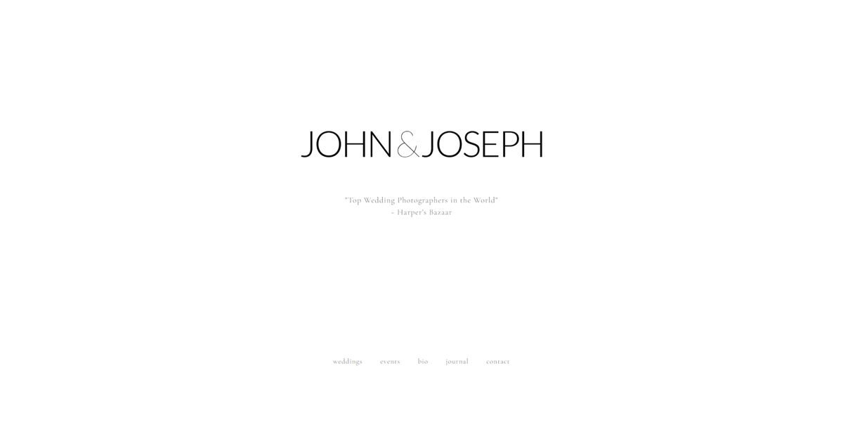 Screenshot of John and Joseph Photography, from the wedding photography websites collection.