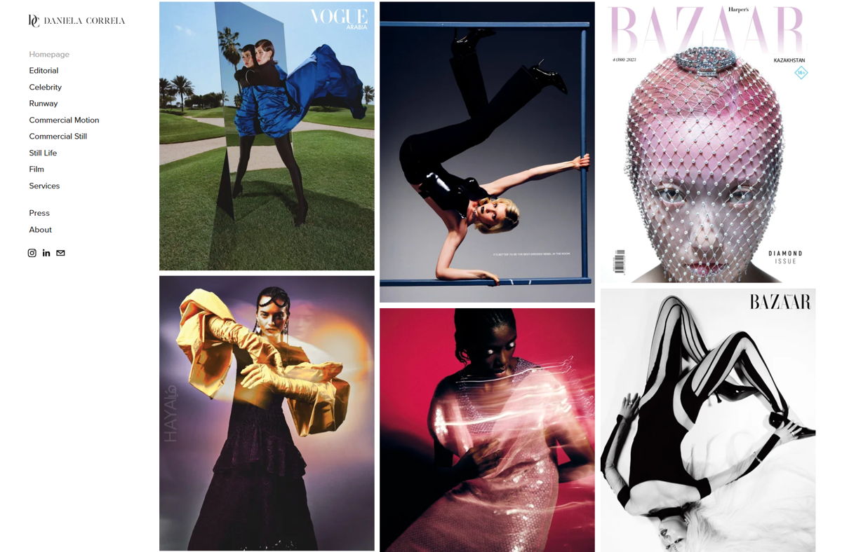 Screenshot of Daniela Correia, from the stylist portfolios collection.
