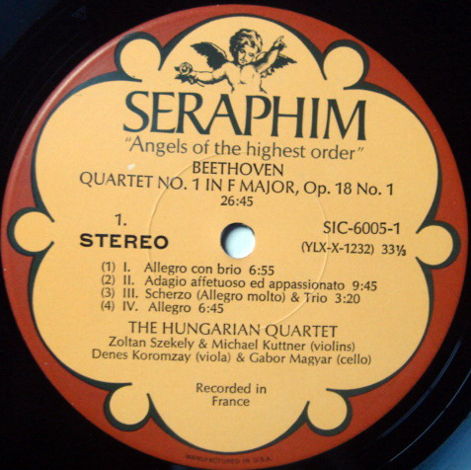 EMI Angel Seraphim / HUNGARIAN QT, - Beethoven The Earl...