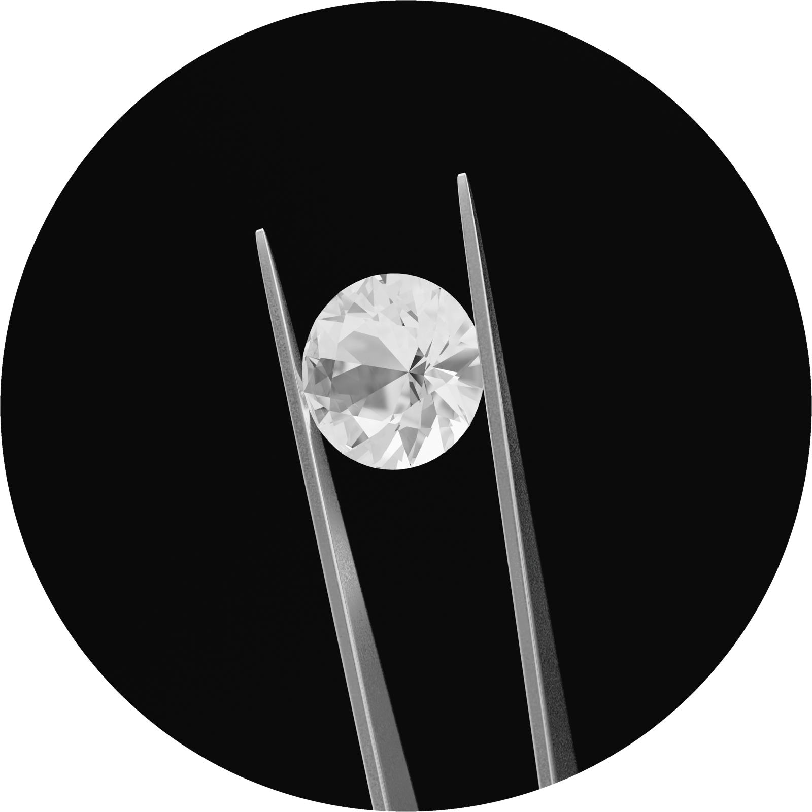 Diamond being held in tweezers