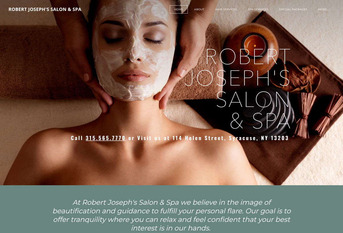 Screenshot of Robert Joseph's Salon, from the spa websites collection.