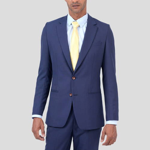 blue suit on model