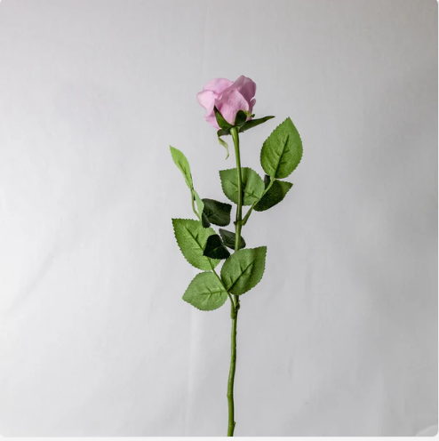 Vintage Lilac Real Touch Rose Half Bloom - Realistic Artificial Flowers - Image 3