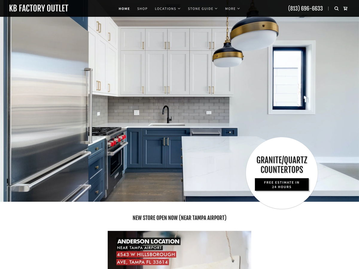Screenshot of KB Factory Outlet, from the godaddy websites collection.