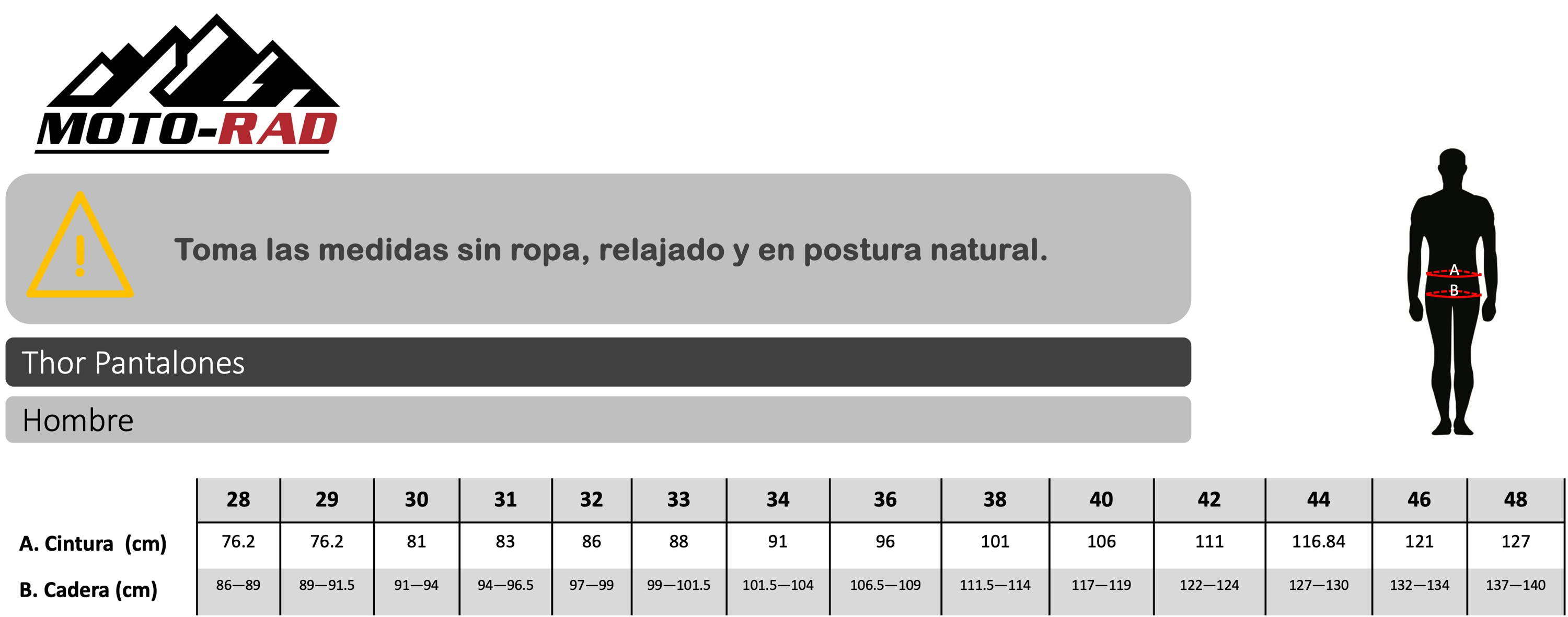 Guía de Tallas Pantalones THOR