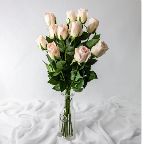 Light Pink Real Touch Open Bud Rose - Realistic Artificial Flowers - Image 2